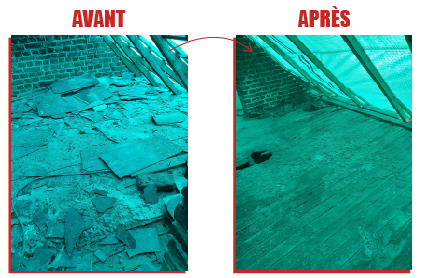 Déblayage — toiture — après