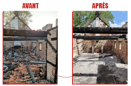 Déblayage — incendie — après